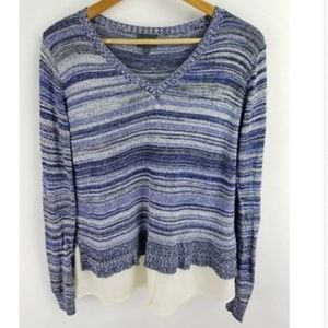 Market & Spruce Sweater Blue Knit Layered Look Med